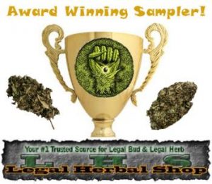 Award Winning Legal Bud Sampler, jamaican haze, legal bud, herbal smoke