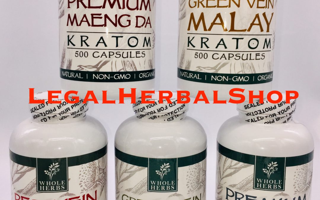 Organic Non-GMO Kratom Capsules by Whole Herbs – 500ct!