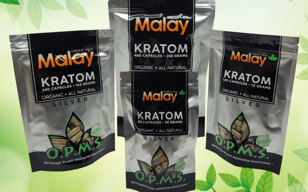 OPMS Silver Green Vein Malay Kratom Capsules – 120ct
