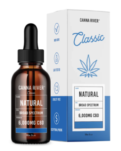 a bottle of CBD oil tincture by canna river
