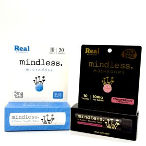 one box each of mindless magic mushroom tablets. One box of microdose and one box of mega dose