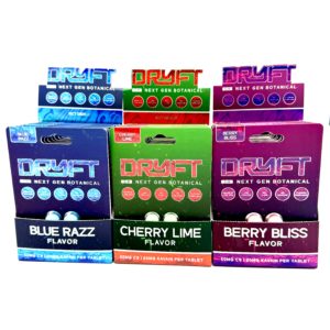 dryft-next-gen-botanical-7oh-alternative | LegalHerbalShop 3 10 count boxes of Dryft 7oh alternative tablets. five count each pack. Blue razz, Cherry and Berry bliss flavors