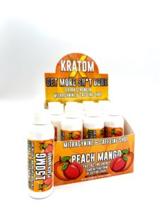 kratom & caffeine shot | LegalHerbalShop 12 pack of Kratom X Liquid kratom shots. Box is open showing the individual bottles