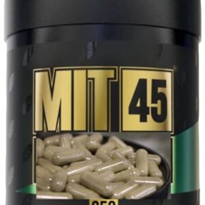 one black bottle of MIT45 plain leaf kratom capsules, 250 count